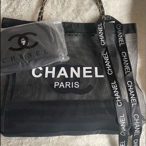 Chanel mesh make up tote with pouch